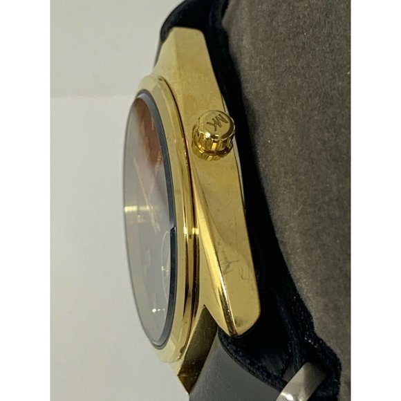 Michael Kors MK3345 Unisex Black Leather Analog Bl
